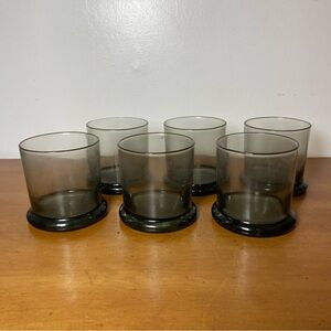 Pitman Dreitzer Glasses Smoked Whiskey Rocks 10oz Heavy Flared Base Vintage MCM